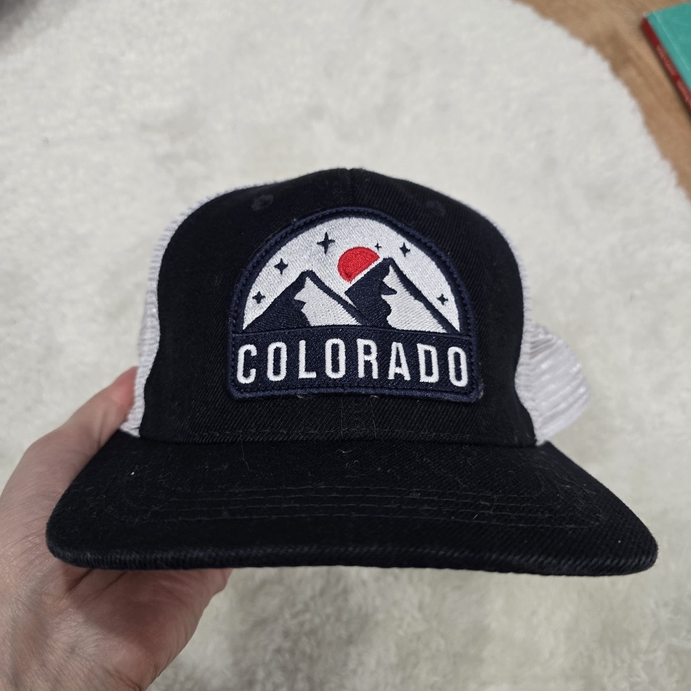 Colorado Mountain Trucker Hat Mesh Snapback Cap Black White ST8SUPPLY